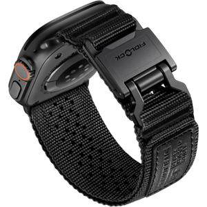 Compatible with Apple Watch Ultra Band 49mm for Men - Rugged Nylon Straps with FIDLOCK Magnetic Clasp for iWatch Series 10 46mm, 9/8/7 45mm, SE/6/5/4 44mm, 3/2/1 42mm (Black), Size: L 49/46/45/44/42mm(Series 3 2 1)