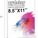 xydstay 8.5 x 11 Acrylic Sign Holder 2 Pack, Vertical T Shape Clear Plastic Menu Holder, Table Display Stand for Restaurant, Office, School, Store and Home Use