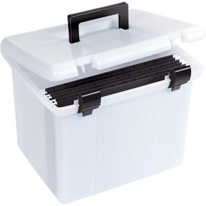 Pendaflex Portable File Box, Frosted White, Hinged Lid with Double Latch Closure(41745AMZ)