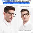 MARE AZZURO Oversized Square Reading Glasses +1.0 Men Large Readers Big Face 1.0 1.25 1.5 1.75 2.0 2.25 2.5 2.75 3.0 3.5 4.0 5.0 6.0 (Black, 1.00)