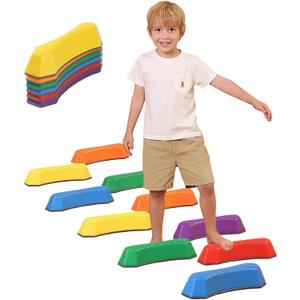 Stepping Stones for Kids Balance Beam Non-Slip Bottom Exercise Coordination and Stability Sensory Toys Toddler Outdoor Toys Kids Outdoor Play Equipment (6)