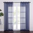 NICETOWN Sheer Curtains for Living - Long Voile Window Drapes Panels 84" for Patio/Boy Room/Master Bedroom/Sliding Door (54" W, Dark Blue, Set of 2)