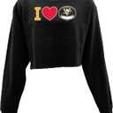 Blue 84 NHL womens Nhl Officially Licensed Women's Cropped Crewneck Sweatshirt Heart Black (X-Large)