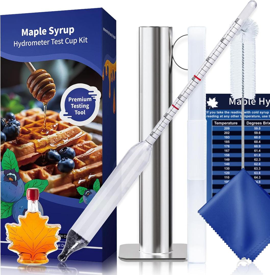 CIMALAB Maple Syrup Hydrometer Test Cup Kit, Hydrometer for Maple Syrup Making, Maple Syrup Hydrometer Kit with Baume and Brix Scale, Maple Syrup Supplies for Measuring Sugar Content in Syrup Sap (Transparent Maple Syrup Hydrometer)