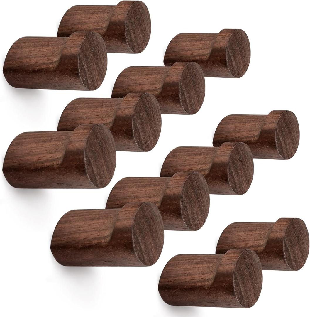 Roowest 12 Pack Wood Wall Hooks Natural Wooden Coat Hooks Wall Mounted Handmade Rustic Decorative Modern Hanging Backpack Hanger for Towel Mug Clothes Holder Heavy Duty Entryway Peg