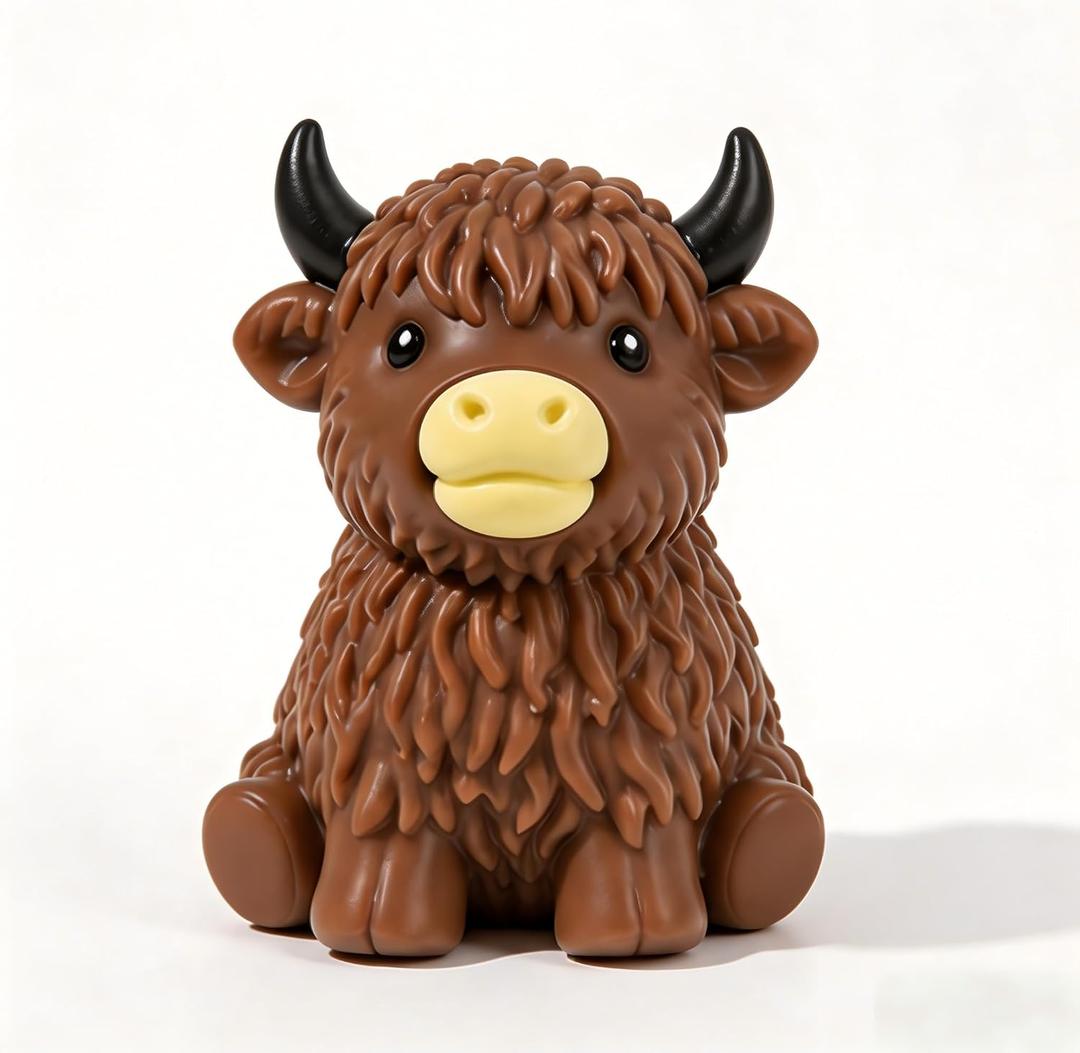 Highland Cow Squishies Fidget Toy, Soft Slow Rising Stress Relief Squeeze Toy, Cute Glitter Sensory Desk Decor for Adults, Anxiety Relief Squishy Cow Toy for Home Office Decoration