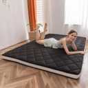 MAXYOYO Japanese Floor Futon Mattress Queen Size, Floor Mattress for Adults, Roll Up Folding Floor Mat, Diamond Patterned Japanese Futon, Black