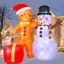 Christmas Inflatables Outdoor Decoration, Cute 6 FT Snowman Gingerbread Christmas Decorations, Build-in LEDs, Stable Christmas Blow Ups Yard Decorations for Holiday Indoor Xmas Party Garden Lawn Dcor