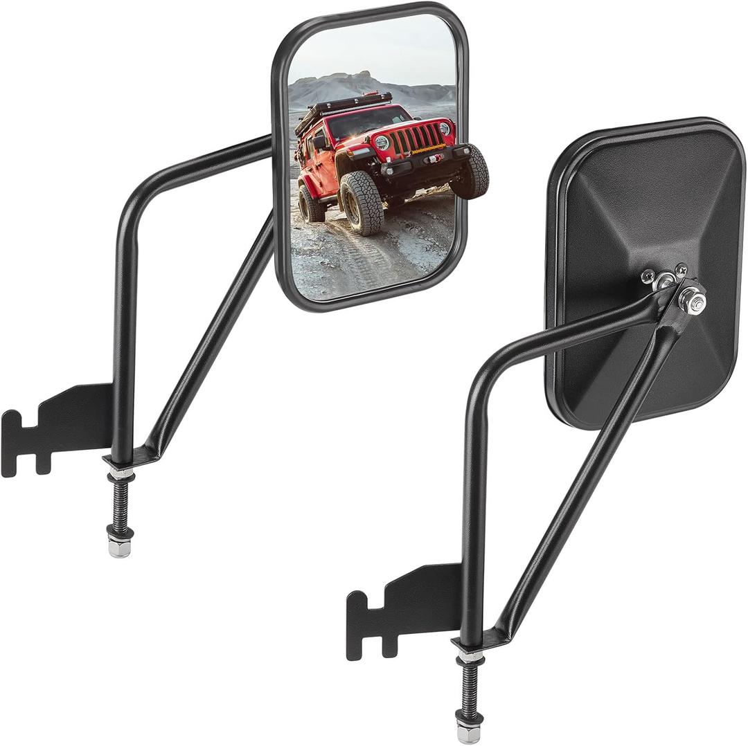 Mirrors Doors Off for Wrangler JK JKU JL JLU & Gladiator 2007-2025, No Vibrate & Wobble Wide Vision, Easy-Install Doorless Side Quick Release Mirrors for Safe Doors Off Driving