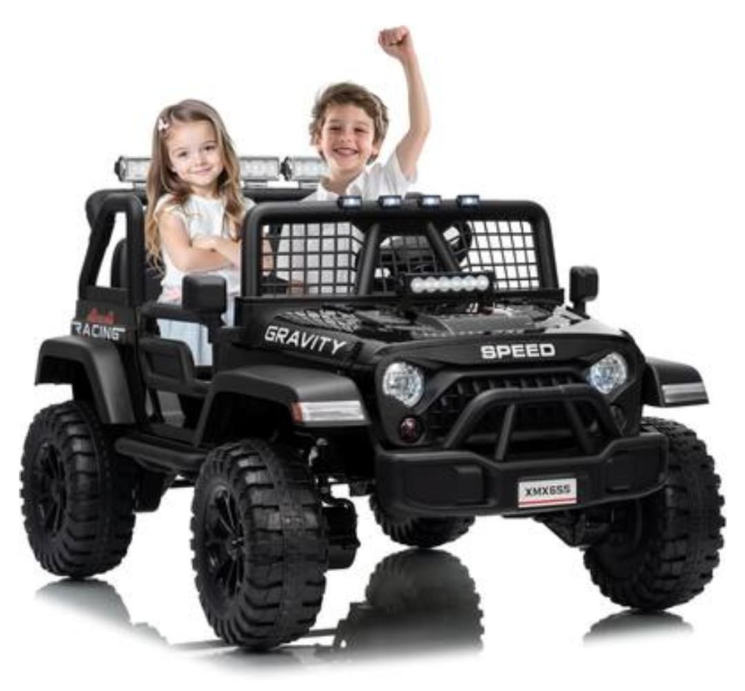 GAOMON - 24V 2-Seater Kids Electric Truck with Parent Remote Control, 100Min Ride-on Car, 4WD Dual Motor, 2 Speeds - Black