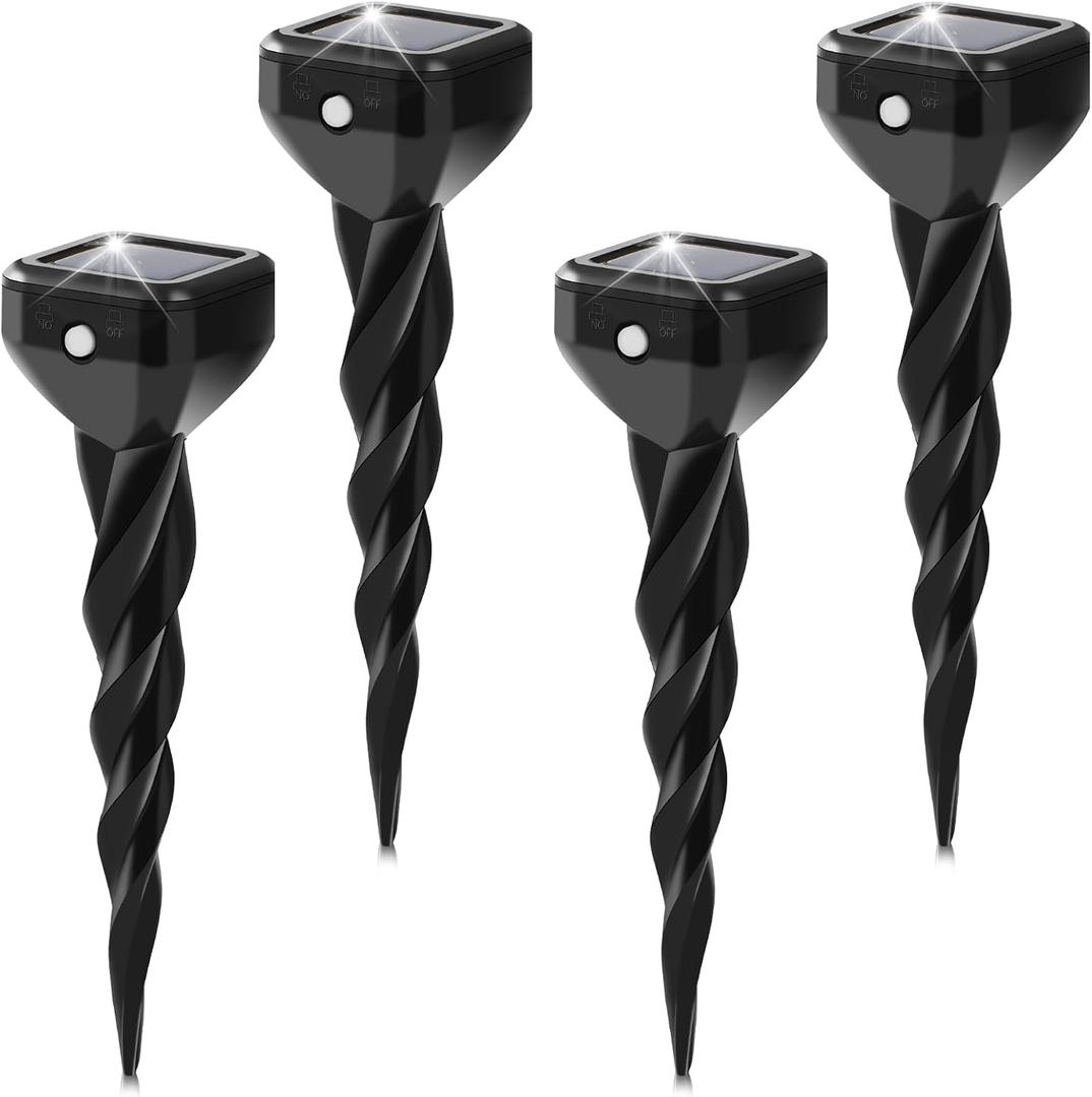 2026 Upgraded Mole & Snake & Skunk & Rabbit Repellent Solar Powered, Ultrasonic Deterrent, IP65 Waterproof, Effective Get Rid of Gopher Raccoon Vole Groundhog Chipmunk for Yard Lawn Garden, 4-Pack (Black)