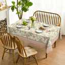 Horaldaily Floral Rectangular Tablecloth 60x84 Inch, Pink Birds Elegant Vintage Washable Seasonal Table Cover for Party Picnic Dinner Decor