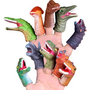 Fun Little Toys 10 Pcs Dinosaur Head Finger Puppets, Best Choice for Party Favors, Stocking Stuffers, Pinata Fillers and Goodie Bag Fillers