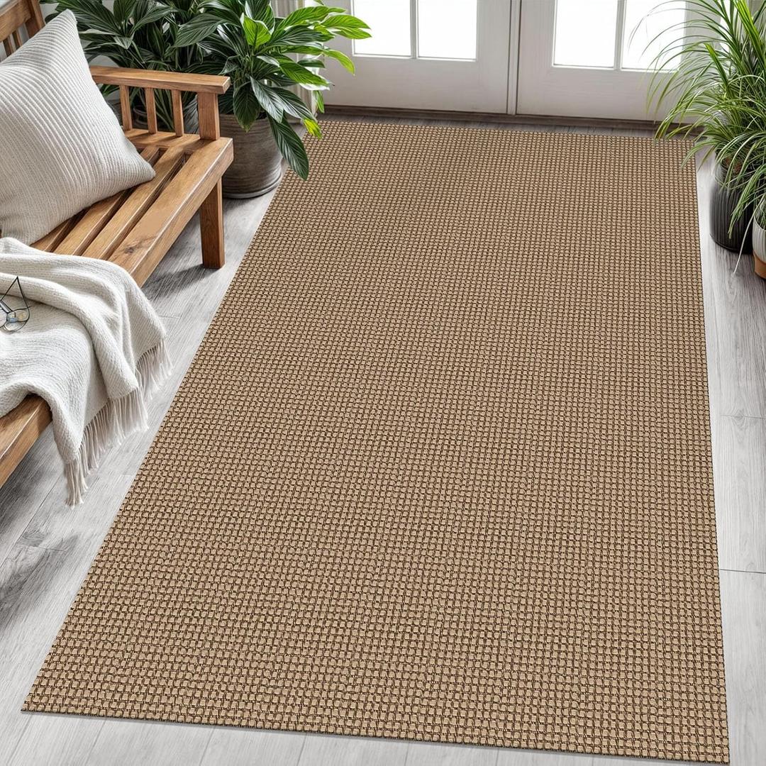 KOZYFLY Washable Area Rug 4x6 ft Non Slip Rubber Backed Living Room Rugs Braided Woven Cotton Kitchen Rugs Indoor Entryway Rug Floor Carpet for Dining Living Room Bedroom, Tan/Orange/Brown