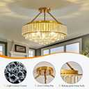 YYJLX 6-Light Modern Large Crystal Chandelier Gold Metal E26 Semi Flush Mount Round Ceiling Light Fixture Ceiling Lamp Farmhouse for Dining Room Living Room Laundry Room Foyer Kitchen Bedroom