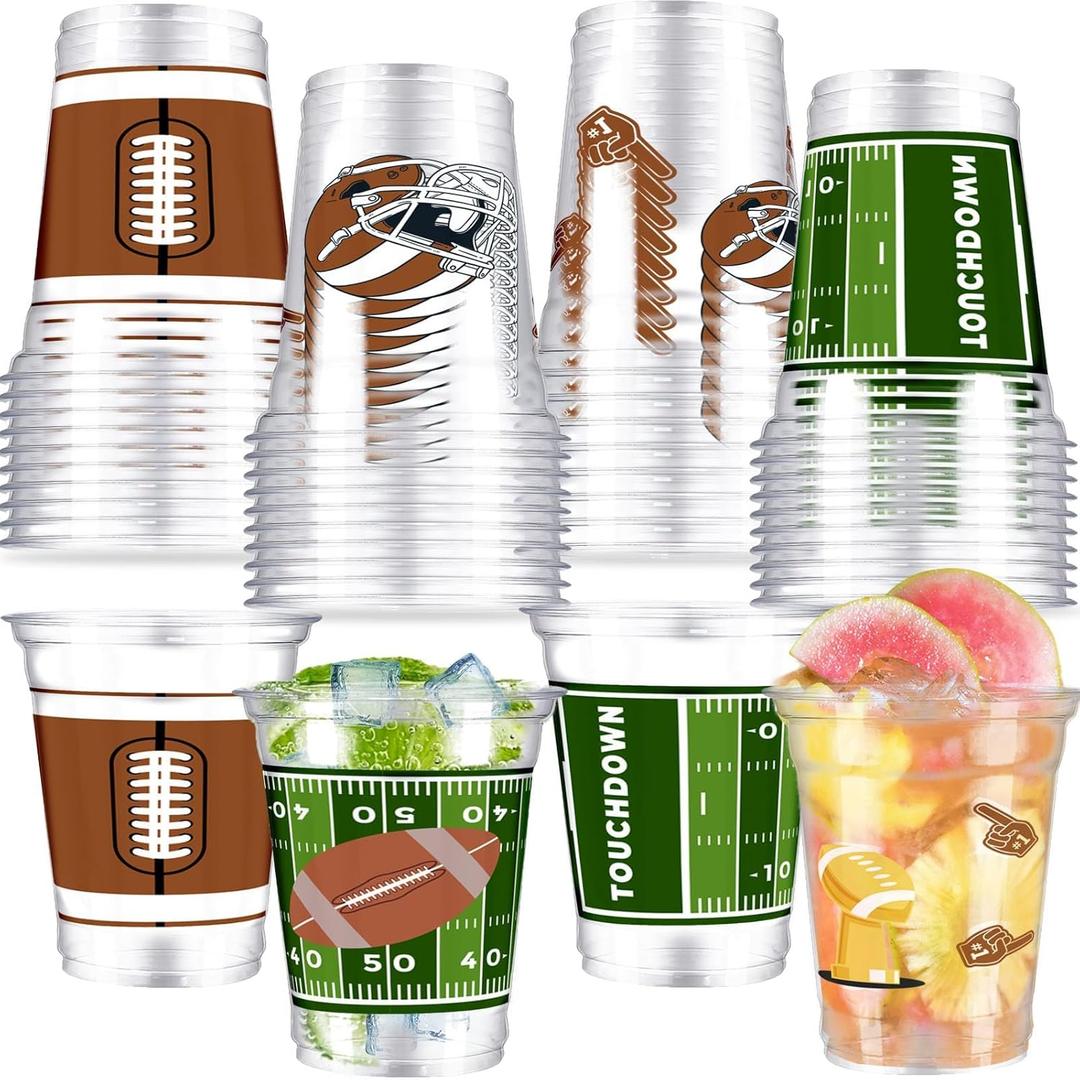 45 Pcs Football Party Cups Super Bowl Plastic Cups 12 OZ Football Disposable Clear Cups Football Drinking Cups for Football Party Supply, Ertyjikg-1