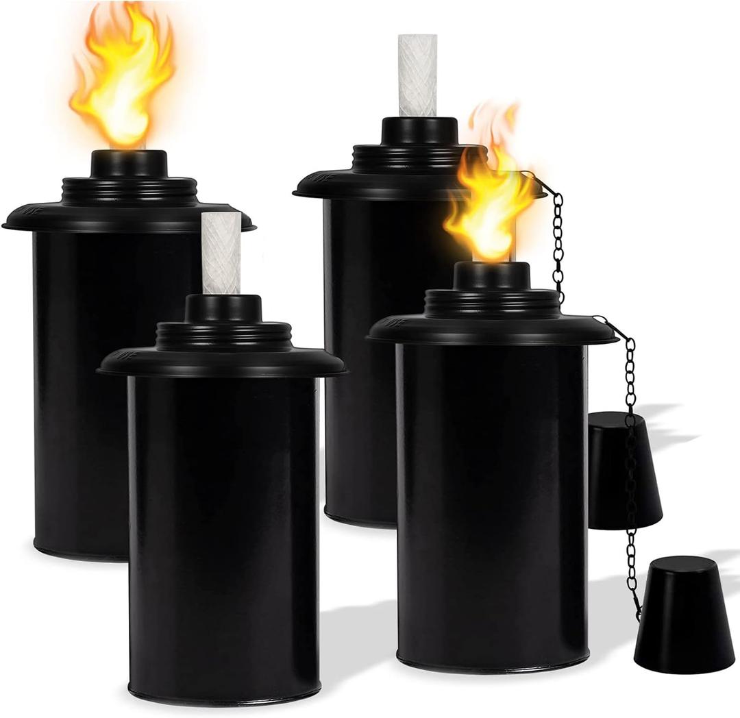 12oz Torch Replacement Canisters - 4 Pack Bamboo Torch Fuel Canister Torches Cans With Wicks and Covers, Refillable Metal Tabletop Lantern For Garden, Patio, Luau Party 12oz Torch Replacement Canisters - 4 Pack Bamboo Torch Fuel Canister Torches Cans With Wicks and Covers, Refillable Metal Tabletop Lantern For Garden, Patio, Luau Party