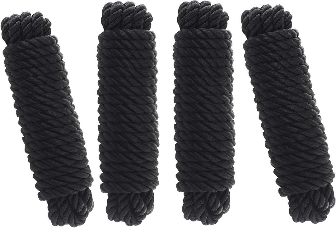 Boat Dock Lines Marine-Grade Black Nylon Dock Lines Pack of 4 (3/8" X 20') - Ultimate Boat Mooring Lines with 12" Eyelet for Secure Outdoor & Marine Activities