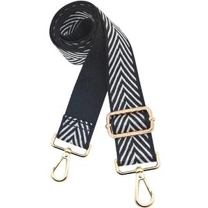 PCBAG Replacement Purse Straps Adjustable Wide Classic Cross Body Shoulder Strap Black and White Stripes Guitar Belts for Handbag, 1.5"