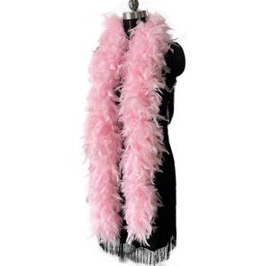 Happy Feather 2 Yards 80g Turkey Chandelle Feather Boa for DIY Craft,Party Dancing Dress Up, Halloween Decoration (Light Pink)