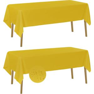 Fokitut 2 Pack Waterproof Rectangle Tablecloth, 60x120 Inch,Stain Resistant and Wrinkle Polyester Table Cloth, Fabric Table Cover for Kitchen Dining, Wedding, Party, Holiday Dinner-Yellow