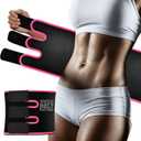 Sweat Waist Trainer For Women Men Waist Trimmer Sweat Belt Band Stomach Wrap Faja For Workout Lower Belly Fat (Black)