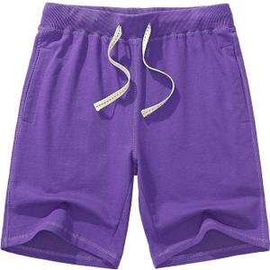 AMY COULEE Men's Casual Classic Shorts Athletic Cotton Sweat Shorts with Drawstring (X-Large, Purple)