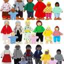 ONEST 23 Pieces Wooden Dollhouse Family Set Mini People Figures Dollhouse Dolls Wooden Doll Family Pretend Play Figures Accessories for Pretend Doll House Toy