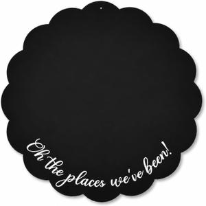 Hoteam Scalloped Round Magnetic Board, Personalized Travel Magnetic Boards for Photos & Keepsakes Display, Decorative Travel Memory Wall Art, Heavy-Duty Metal Panel Gift for Travelers(20 Inch)