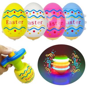 Pinkiwine 4 Pack Easter Eggs Light Up Spinning Tops with Flashing LED Lights for Kids Boys Girls Easter Basket Stuffers Toys Gifts