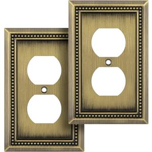 Henne Bery Sunken Pearls Heavy Duty Decorative Wall Plate Switch Plate Outlet Cover (Single Duplex, 2 Pack, Antique Brass)