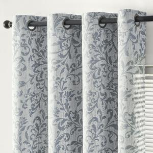 jinchan 100% Blackout Curtains for Bedroom 72 Inches Long Silver Grey Scroll Floral Window Curtains for Living Room Farmhouse Vintage Drapes Thermal Insulated Grommet Window Treatments 2 Panels Set