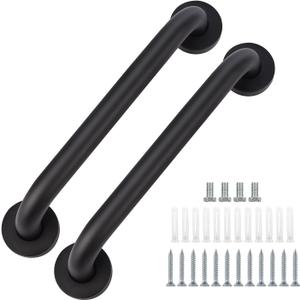 2 Pack Bathroom Grab Bar, supregear 20 Inch Length Black Shower Safety Grab Bar, 1 Inch Diameter 201 Stainless Steel Anti-Slip Handle for Senior, Elderly, Handicap