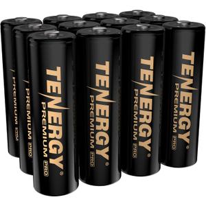 Tenergy Premium PRO Rechargeable AA Batteries, High Capacity 2800mAh NiMH AA Battery, 12 Pack Rechargeable Batteries