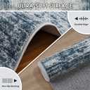 Area Rug 9x12 Washable Rugs: Abstract Large Living Room Rugs with Non-Slip Backing, Stain Resistant Indoor Floor Carpet for Bedroom Dining Room Table Nursery Hallway Home Office-Blue/Ivory
