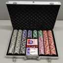 500PCS Poker Chips with Numbers Set with Aluminum Case, 11.5 Gram Composite Clay Chips, 2 Decks of Cards, 5 Dice & Dealer Button - Perfect for Texas Holdem, Blackjack, Casino Night (500 pcs)