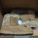 yageyan womens winter boots Mid calf snow booties fur lined womens warm ankle booties for outdoors (8, Chestnut)