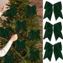 15 Pcs Velvet Bows for Christmas Tree - 6 Inch Vintage Velvet Ribbon Christmas Bows for Gift Wrapping Xmas Tree Topper Bow Ornaments for Garland Wreath Bows Decor (Dark Green)