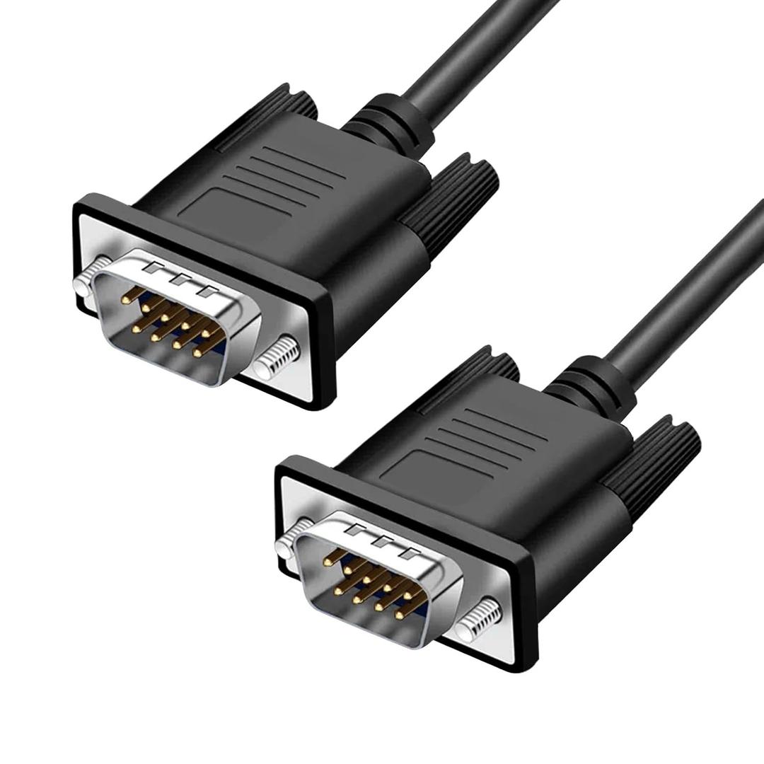 DB9 RS232 Serial Extension Cable Male to Male 9 Pin DB9 Cord Straight Through 9 pin Serial Connector Black 1.5FT