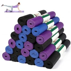 Wettarn 24 Pcs Yoga Mats Bulk - Non Slip, Lightweight Professional Colorful Exercise Mats for Yoga, Pilates, Fitness & Floor Workout (Dark Purple, Dark Blue, Black)