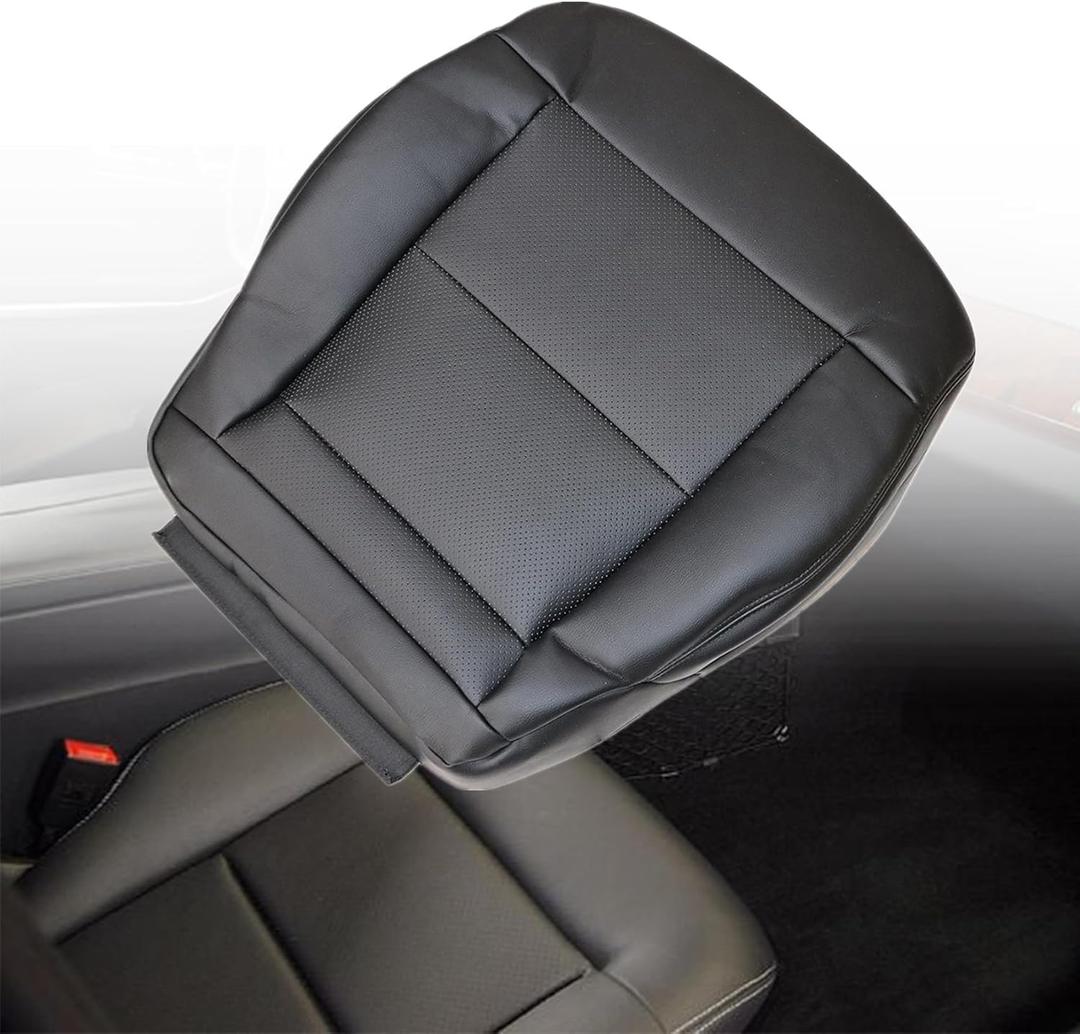 Priprilod Blk Leather Driver Side Bottom Replacement Seat Cover Compatible with Mercedes Benz E350 E550 Cover 2010 2011 2012 2013 2014 (Black)