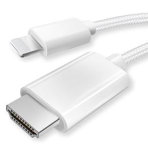 iPhone to HDMI Cable 1080P@60Hz HD Display Sync Screen Connector for iPhone 14 13 12 11 X iPad to TV HDTV Monitor Projector, Plug & Play Digital AV Adapter (6.56 Feet, White)