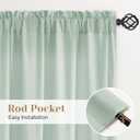 HOMEIDEAS Non-See-Through Sage Green Privacy Sheer Curtains, 30 X 24 Inches Long 2 Panels Sheer Curtains Light Filtering Window Drapes for Bedroom Living Room