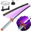 RENGENG Light Up Sword, 40 Inches Rechargeable Plastic Replica with Belt & Stand, Sword with Original Texture