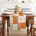 Orange Grey Table Runner 36 Inches Long, Fall Thanksgiving Seasonal Watercolor Table Runners for Party Kitchen Dining Coffee Table Wedding Home, Machine Washable (13"x36", Orange Grey)