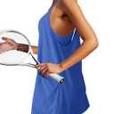 Nirovien Women's Sleeveless Athletic Romper Sporty Dress with Shorts Underneath Golf Tennis Exercise Dresses(Klein Blue,XL)