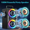 Bluetooth Speaker 100W Portable Big Powerful Deep Bass Loud Sound Wireless Boombox with Subwoofer TWS LED Lights DSP Large Wooden Speakers for Outdoor Home Party