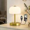 Oneach 9" Touch Control Gold Table Lamp with USB A+C Charging Ports, Dimmable LED Bedside Lamp with 3 Color Temperatures, Small Modern Table Lamps for Bedroom Nightstand Living Room
