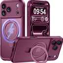 MOCCA Design for iPhone 17 Pro Case, Compatible with Magsafe [Premium Invisible Magnetic Ring Stand] [Military Drop Protection] Full Camera Guard Translucent Matte Slim Phone Cover 6.3",Wine Red