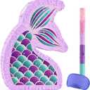 WERNNSAI Mermaid Piata - Mermaid Party Supplies Piata Bundle with Blindfold and Bat for Girls Kids Ocean Theme Birthday Party Game Carnival Activity Decorations (16.7" x 12.2" x 3.1")